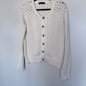 Sanctuary Cream Openwork Button-Front Cardigan
